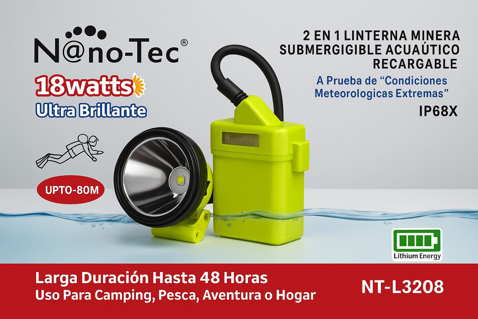 Miniatura 3 de LINTERNA MINERA SUMERGIBLE N@NO-TEC